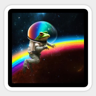 Rainbow Astronaut Frog Sticker